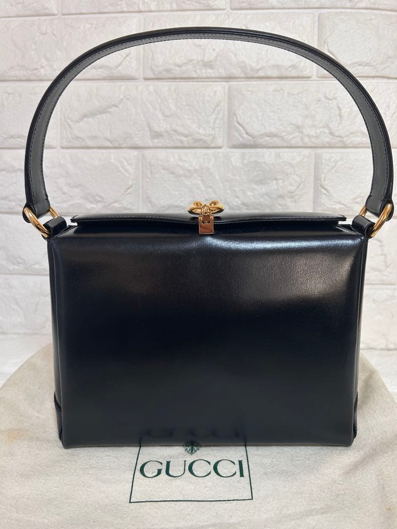 GUCCI カーフハンドバッグ　濃紺