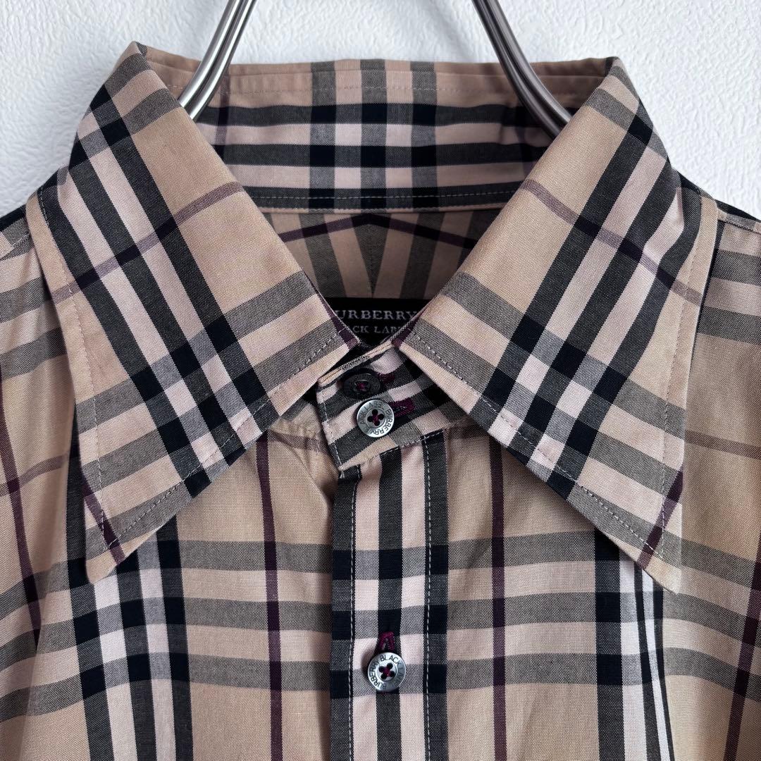 バーバリー ノバチェック柄 メンズ長袖シャツ ホースロゴ刺繍 サイズ3
