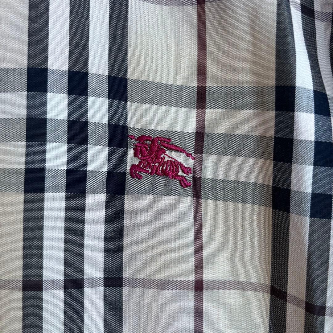 バーバリー ノバチェック柄 メンズ長袖シャツ ホースロゴ刺繍 サイズ3