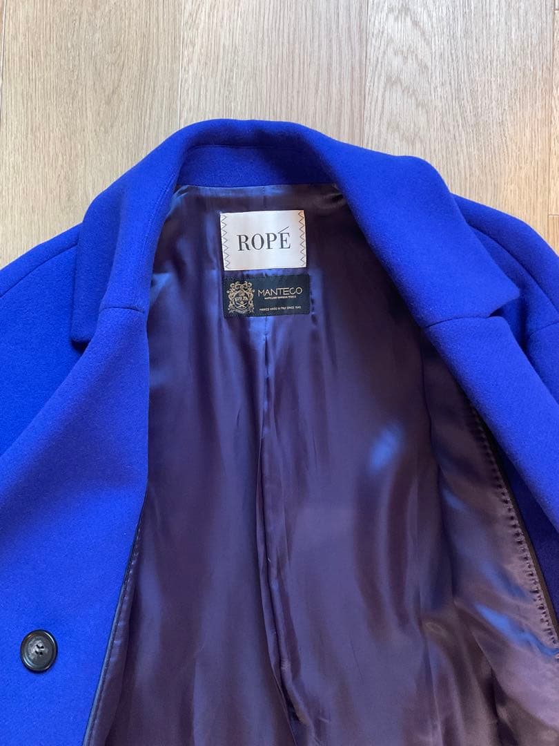 ROPE ロペ MANTECO ウール オーバーサイズ ロングコート ブルー36