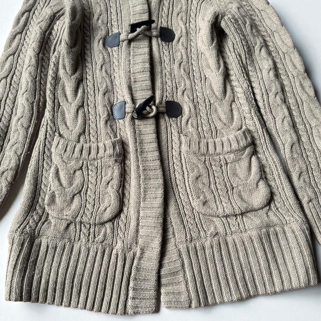 バーバリーブルーレーベル 38 ダッフル コート ケーブル ニット　ファー付