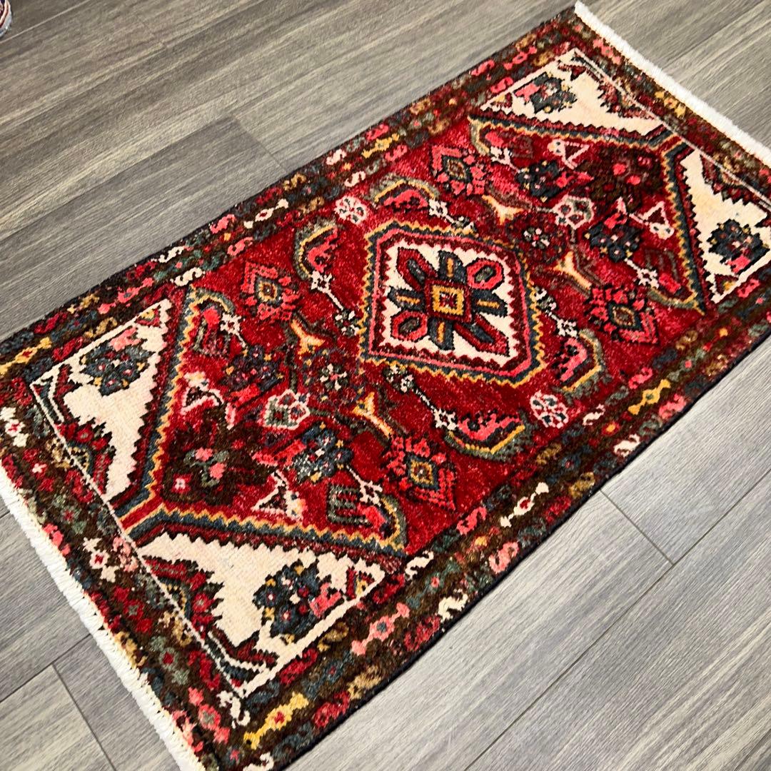 110cmx63ペルシャ絨毯年代織り物ハマダン手織り絨毯スパーヴィンテージラグ