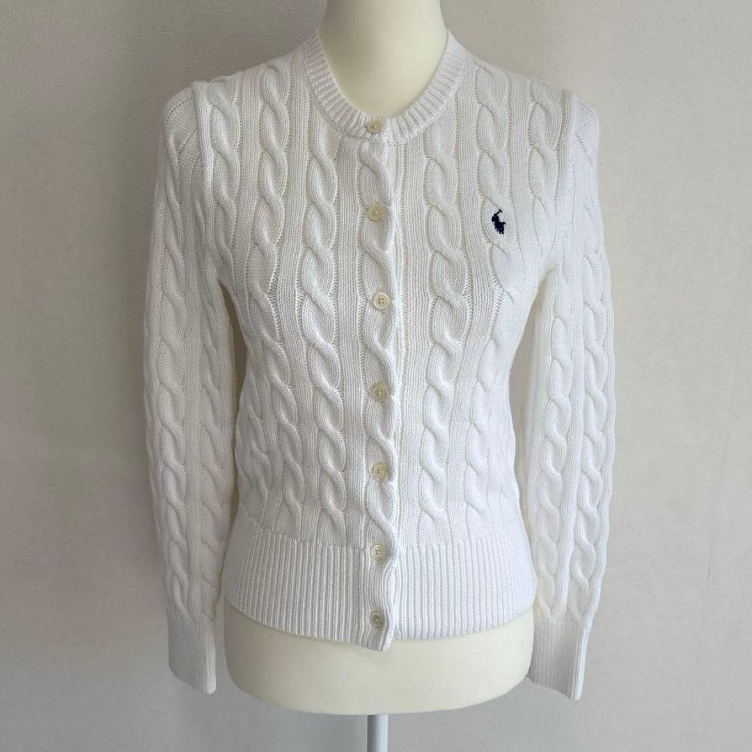 【美品】 ポロラルフローレン コットン ケーブルニット カーディガン