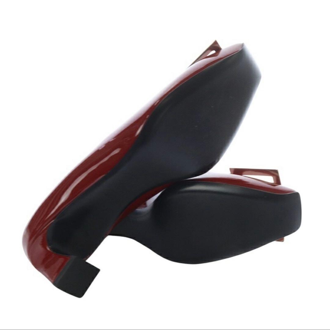 【ほぼ未使用】ROGER VIVIERスクエアトゥパテントパンプス36 ボルドー