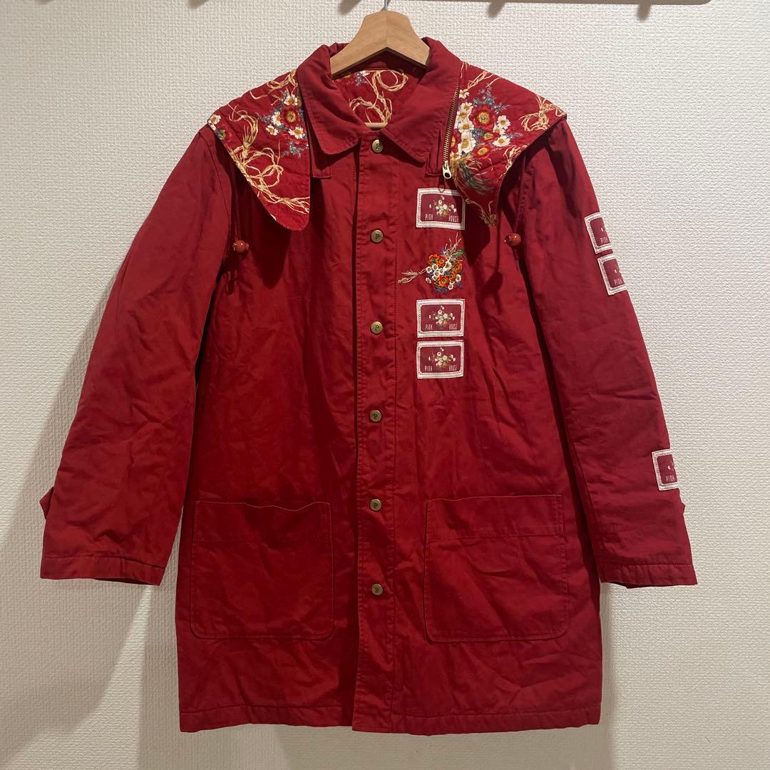 PINK HOUSE 赤色 刺繍 モッズコート
