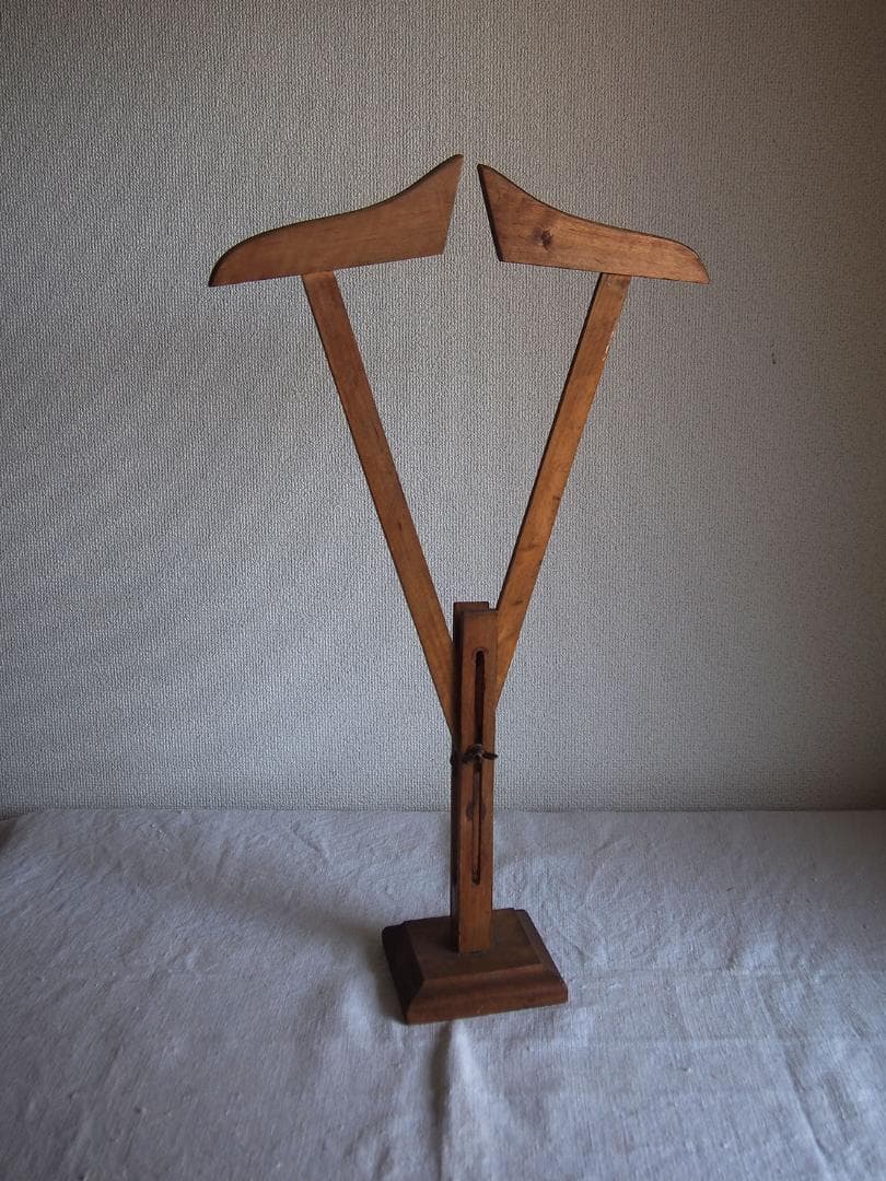 珍品 古い木製ハンガー ディスプレイスタンド 折り畳み 什器 /K245