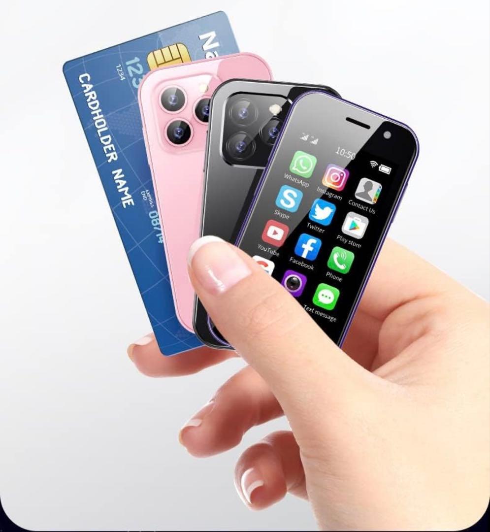 ミニ携帯電話 4G デュアル SIM 顔認識 3GB+64GB 黒 ミニスマホ