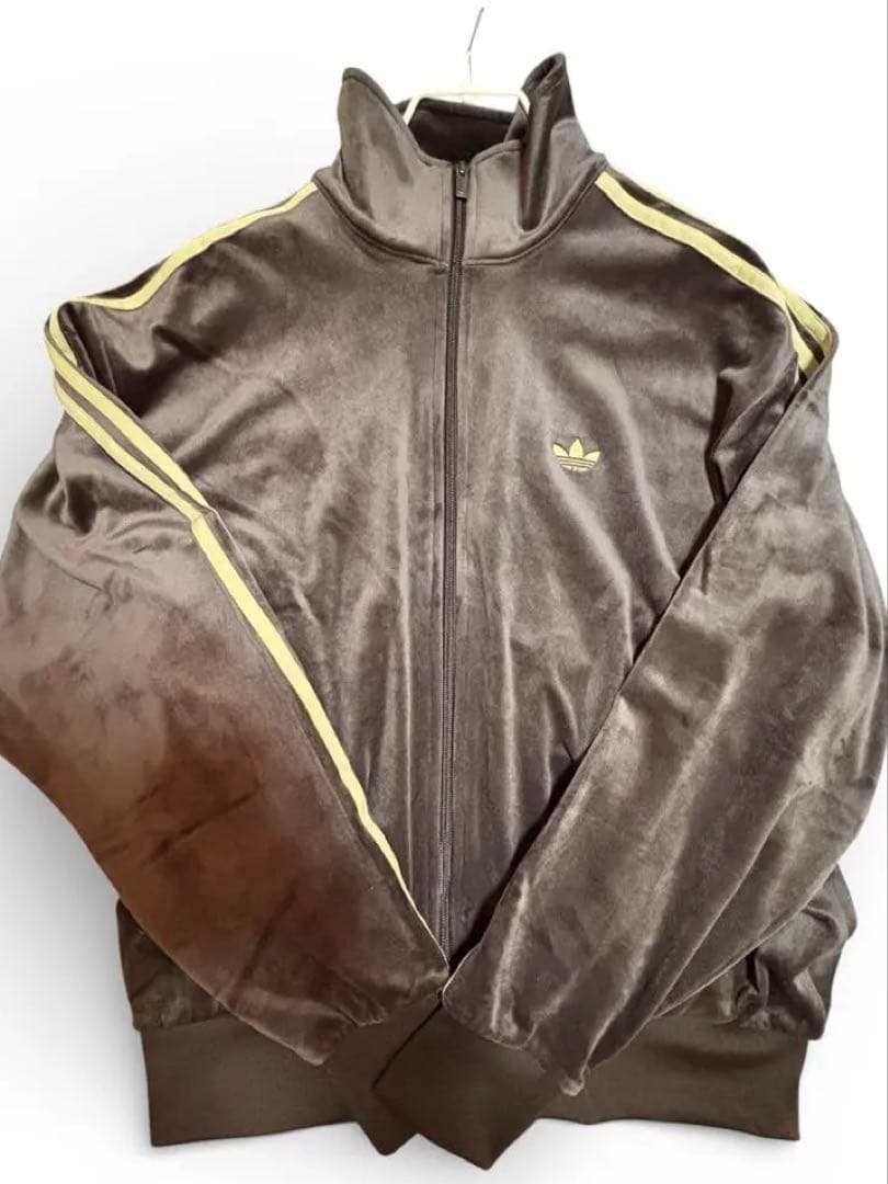 adidas ファイヤーバード トラックトップ ベロア XL ブラウン