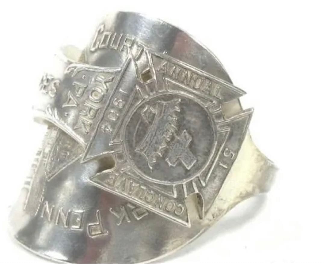 USA製アンティーク1900年代初頭フリーメイソン銀製スプーンリング指輪