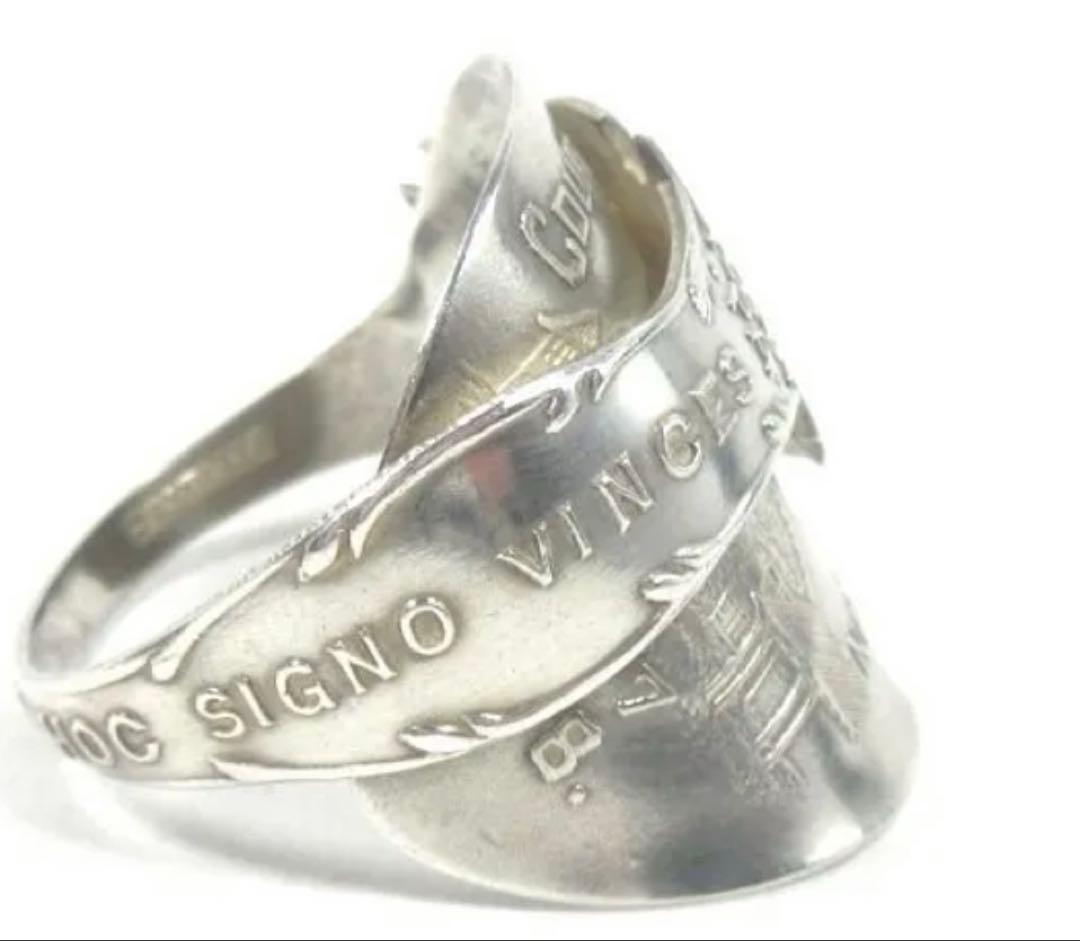 USA製アンティーク1900年代初頭フリーメイソン銀製スプーンリング指輪