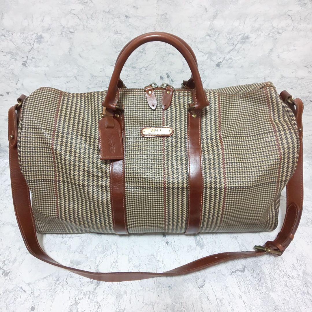 美品 POLO RALPH LAUREN PVC 千鳥柄 2wayボストンバッグ