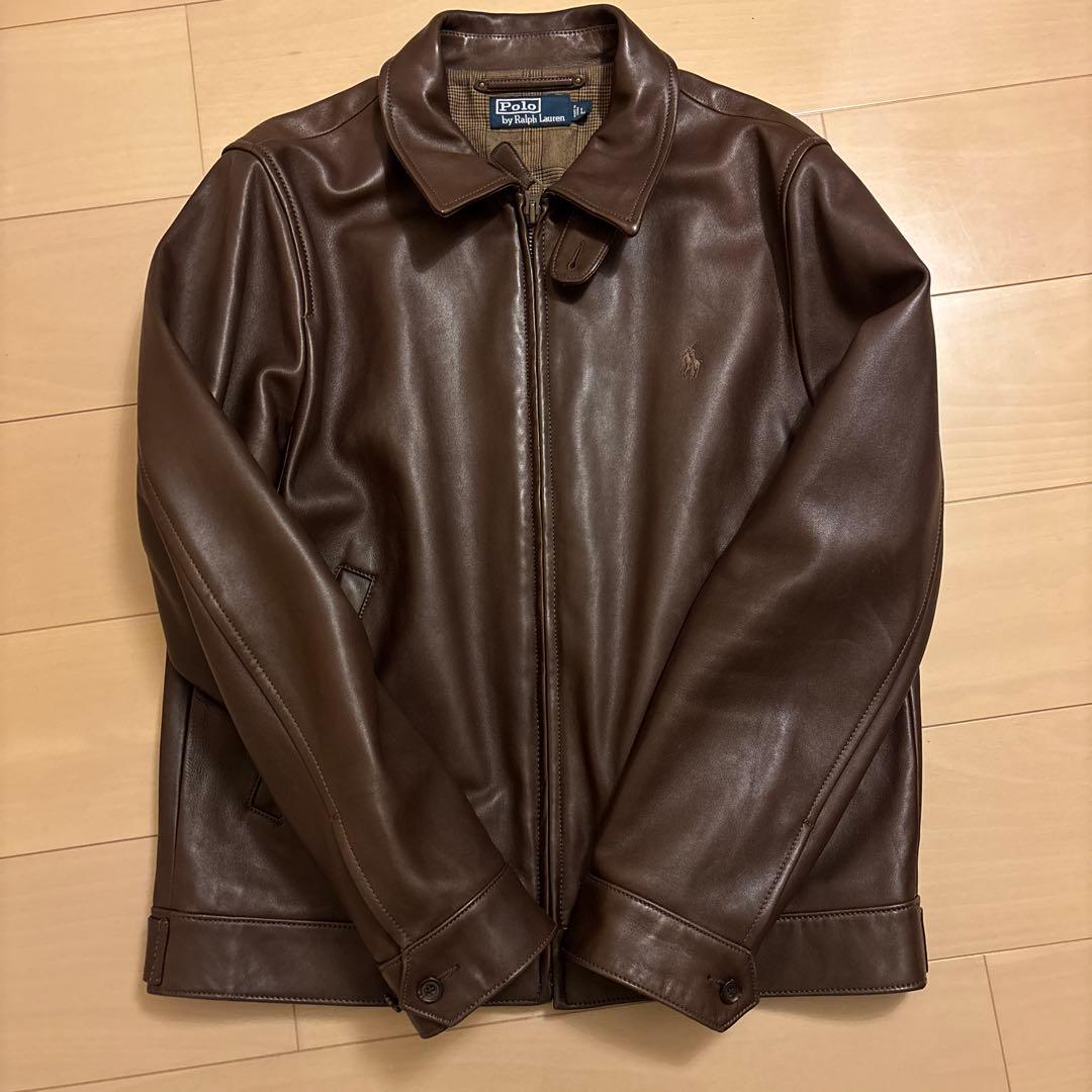 90s ラルフローレン レザージャケット ブラウン L ラムレザー ヴィンテージ