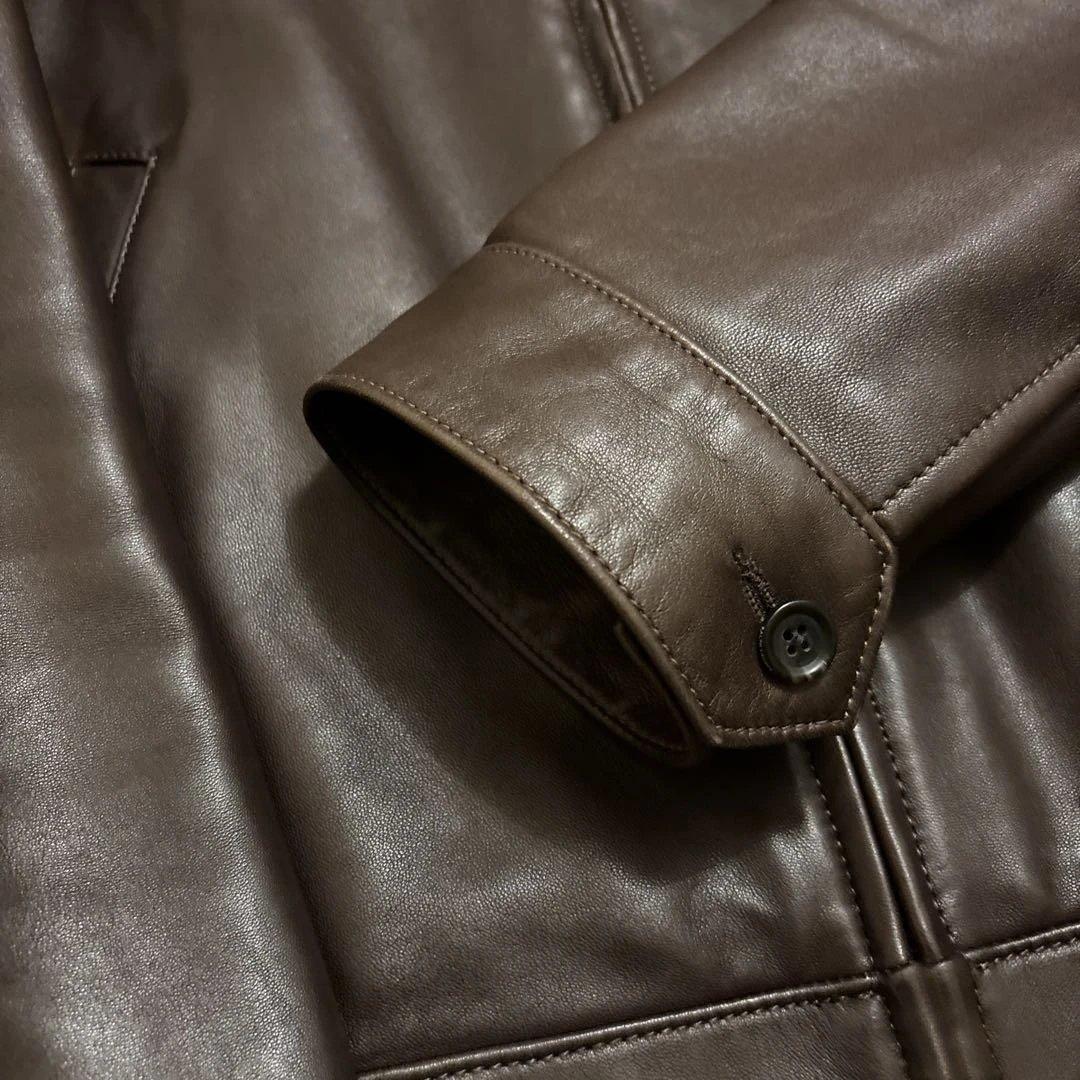 90s ラルフローレン レザージャケット ブラウン L ラムレザー ヴィンテージ