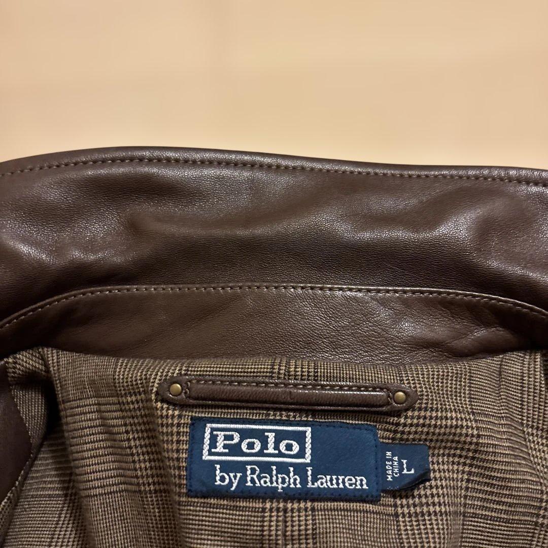 90s ラルフローレン レザージャケット ブラウン L ラムレザー ヴィンテージ