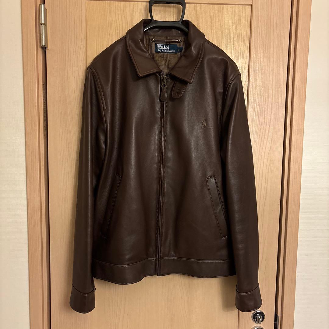 90s ラルフローレン レザージャケット ブラウン L ラムレザー ヴィンテージ