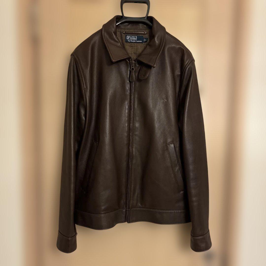 90s ラルフローレン レザージャケット ブラウン L ラムレザー ヴィンテージ