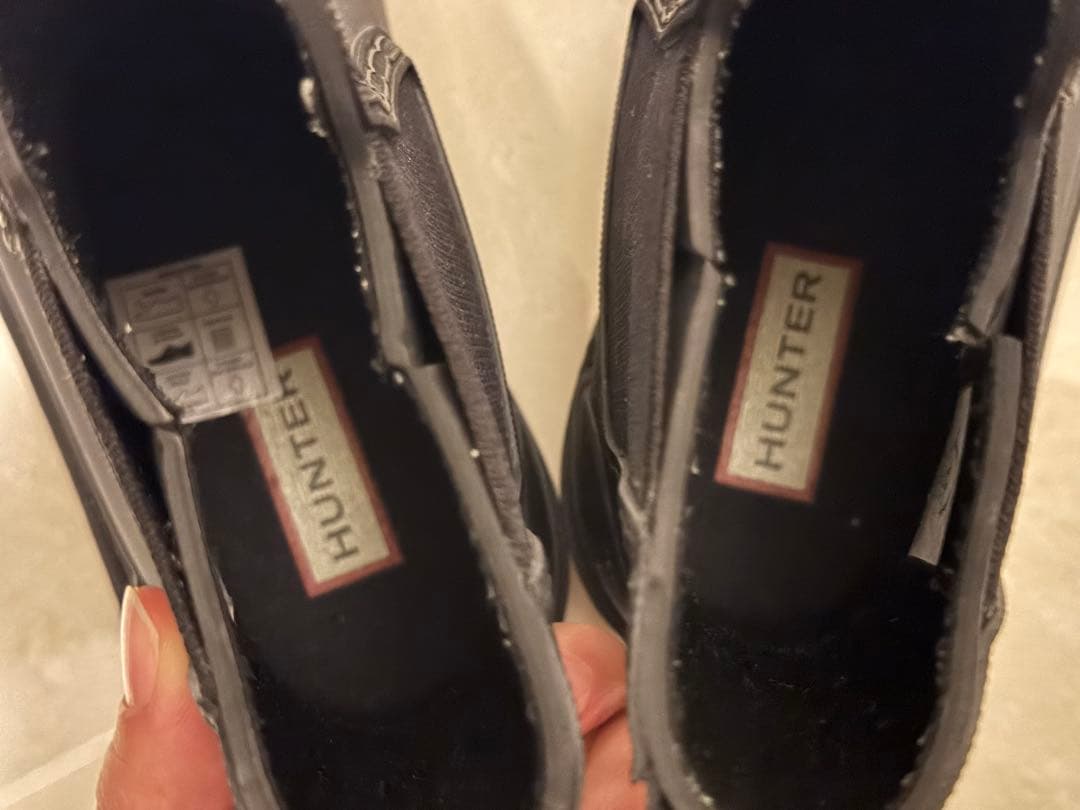 HUNTER 黒 レインシューズ チェルシーブーツ