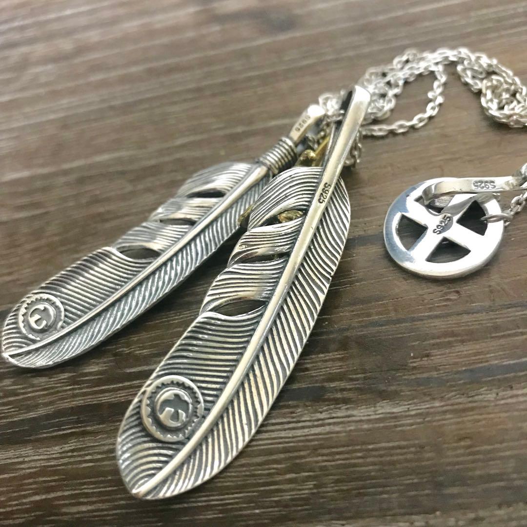 [期間限定] silver925 金爪フェザー 上金ハートフェザー ネックレス