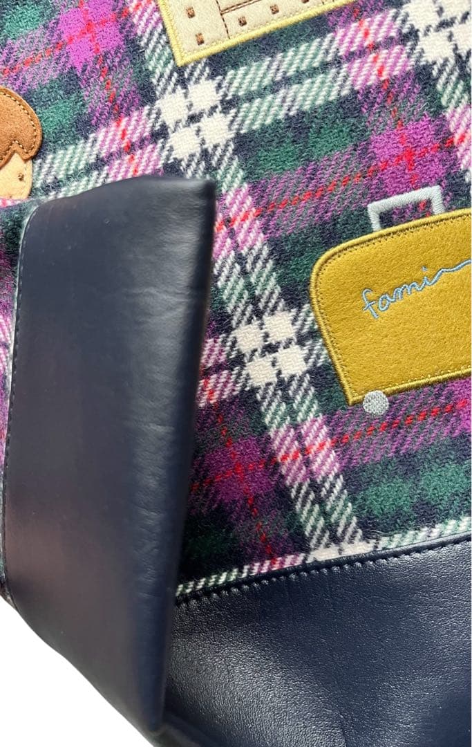 【新品未使用】ファミリアショーパープル タータンチェックバッグ