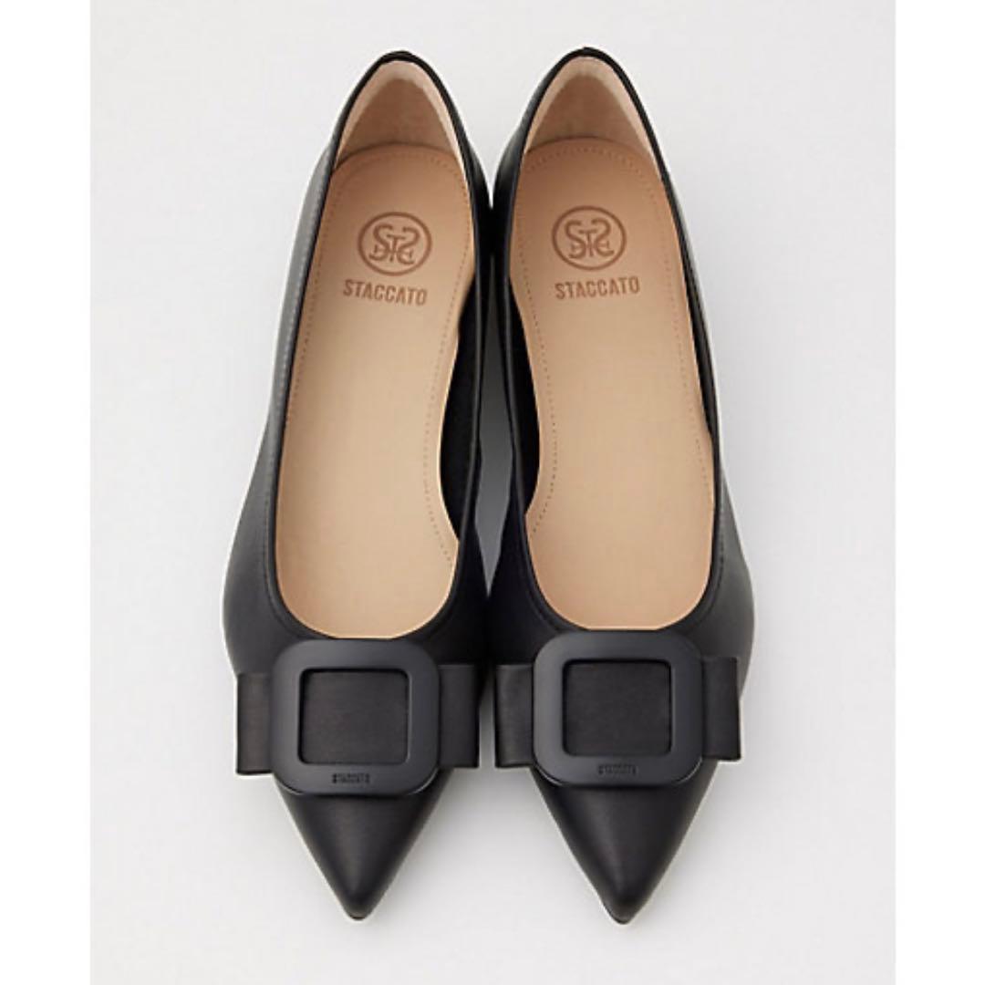 未使用級✨ スタッカート M ポインテッドトゥ ミルーレフラットシューズ 黒