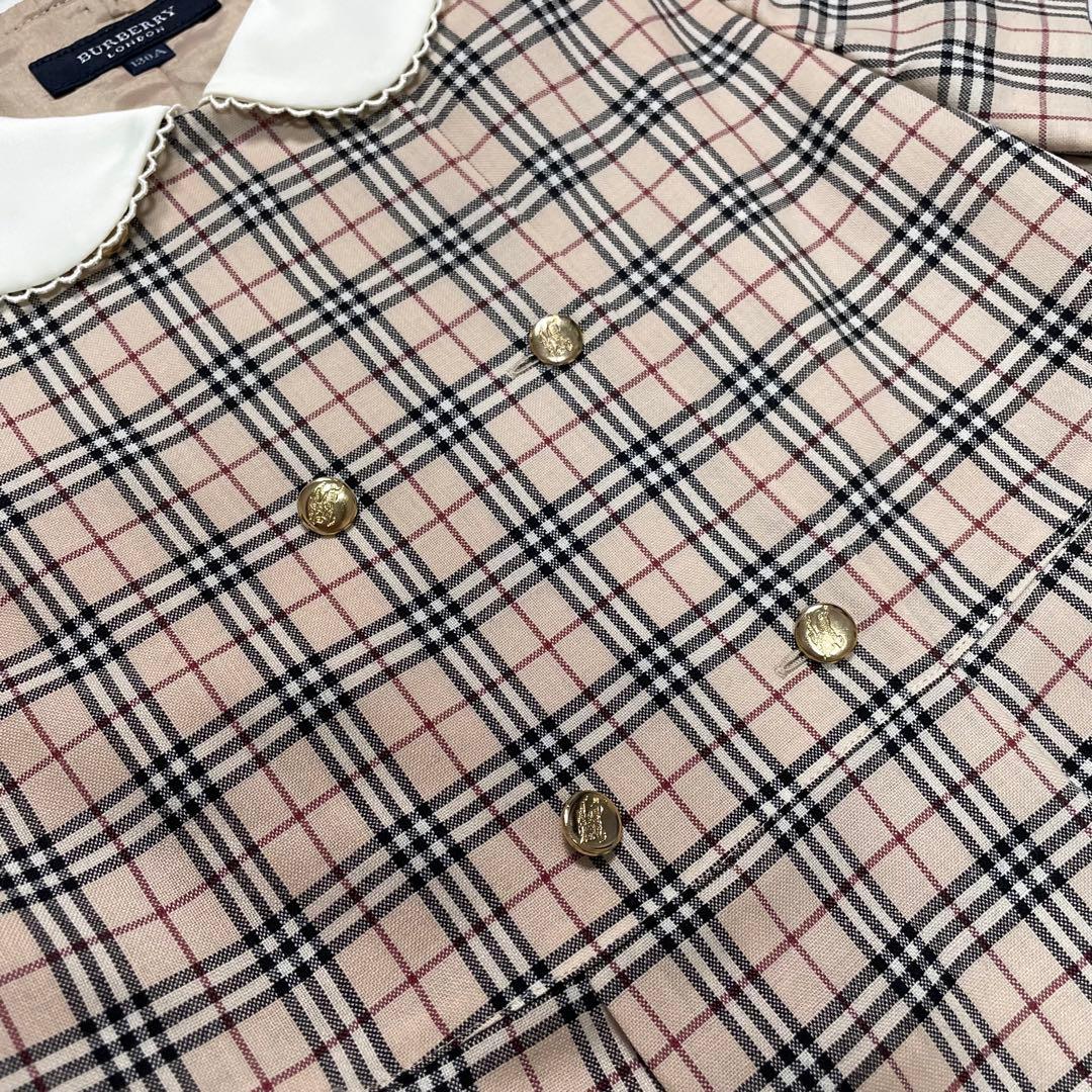 美品✨ BURBERRY ワンピース ノバチェック 白襟 金ボタン 130