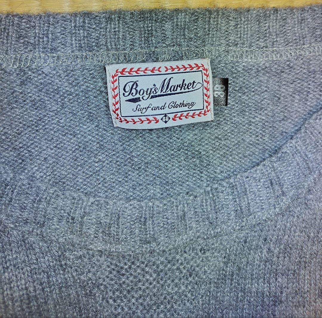 Boys Market 別注ガゼット付きカシミアクルーネックセーター