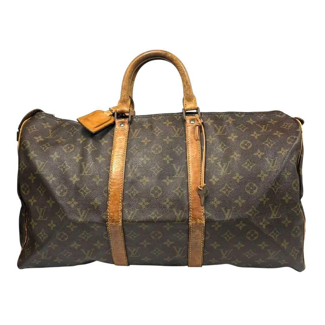【鑑定済】ルイヴィトン　モノグラム　キーポル50　ボストンバッグ　茶　旅行かばん