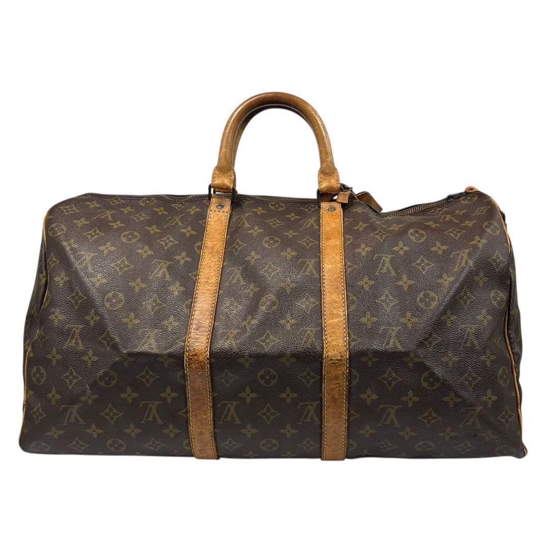【鑑定済】ルイヴィトン　モノグラム　キーポル50　ボストンバッグ　茶　旅行かばん