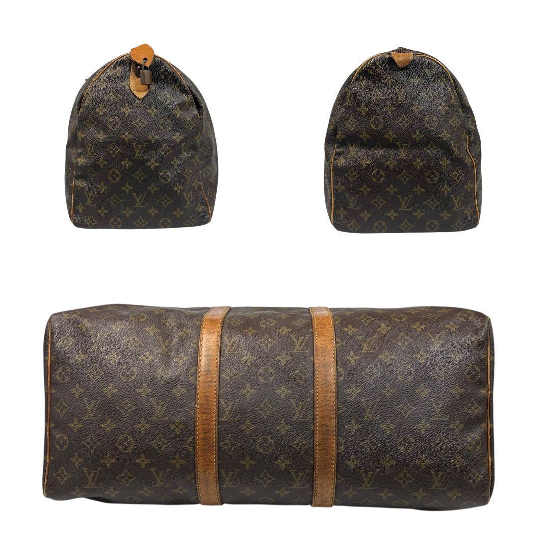 【鑑定済】ルイヴィトン　モノグラム　キーポル50　ボストンバッグ　茶　旅行かばん