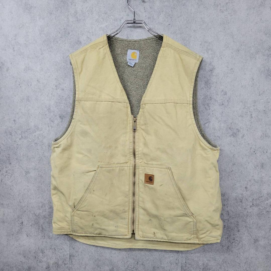 古着 90s メキシコ製 カーハート ダックジャケット ベスト ベージュ L