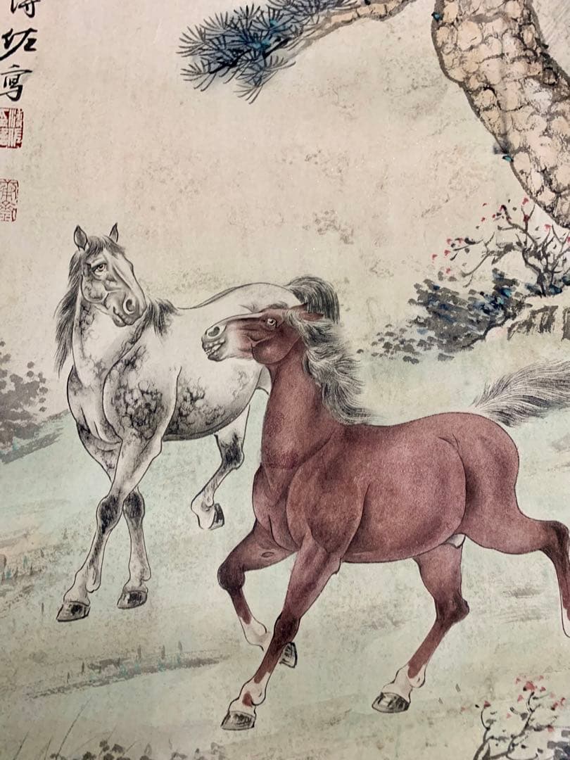 中国 まとめ 愛新覚羅寿民 董寿平 溥仲 溥佐 掛軸 漢詩 書 絵 4作品 肉筆