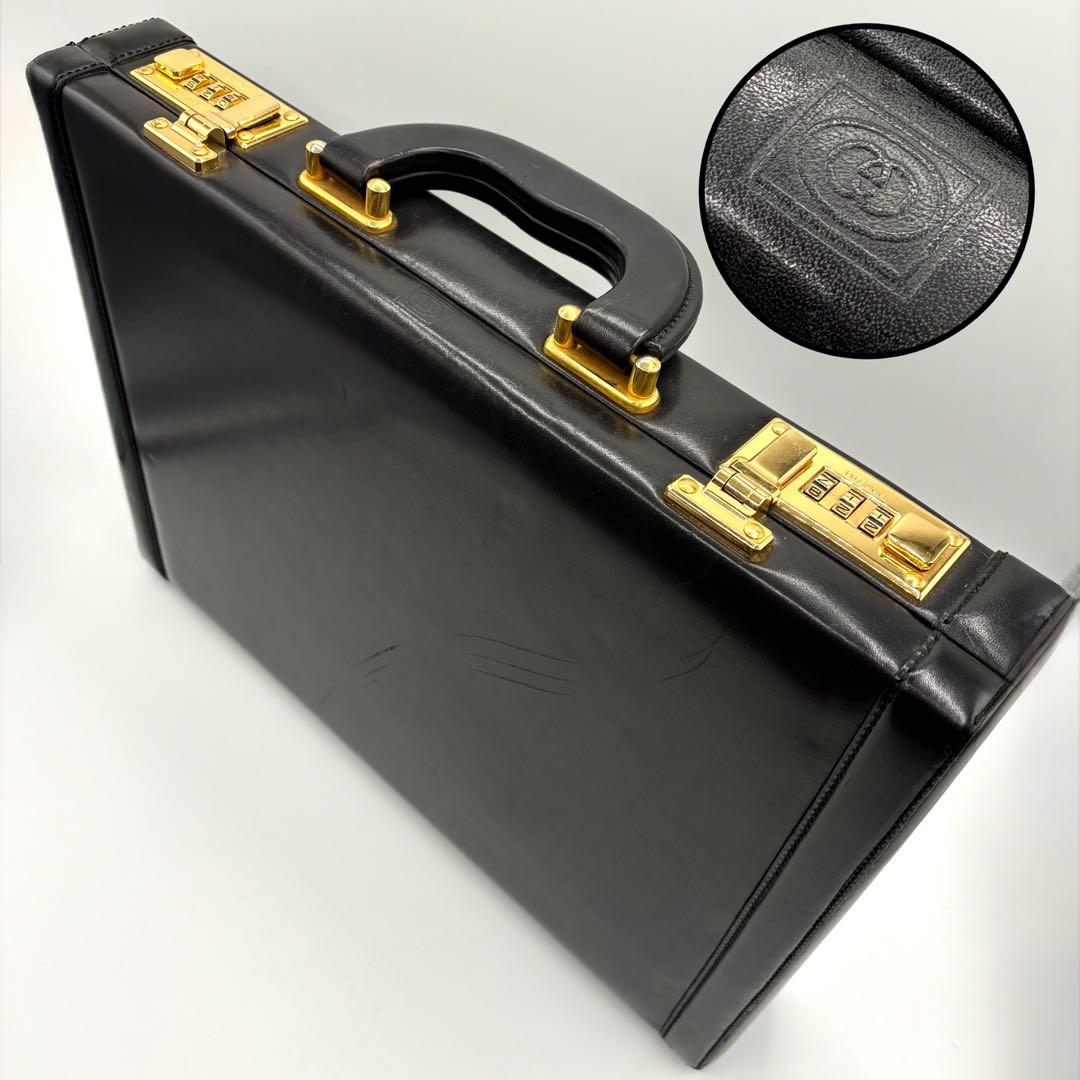 高級 オールレザー グッチ PRESTO ダイヤルロック アタッシュケース 黒