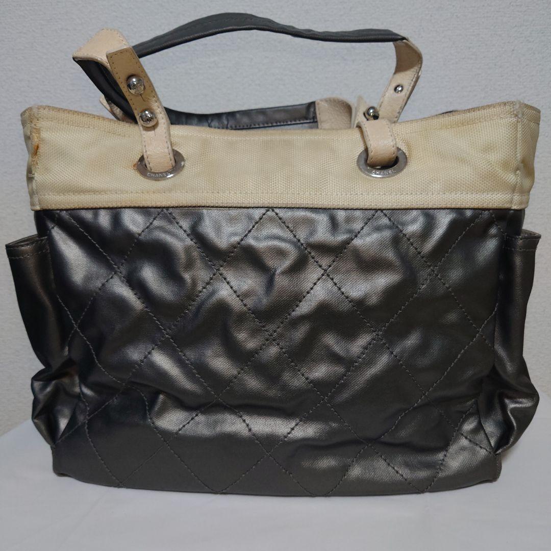 CHANEL パリピアリッツGM ダークグレー トートバック ポーチ付き