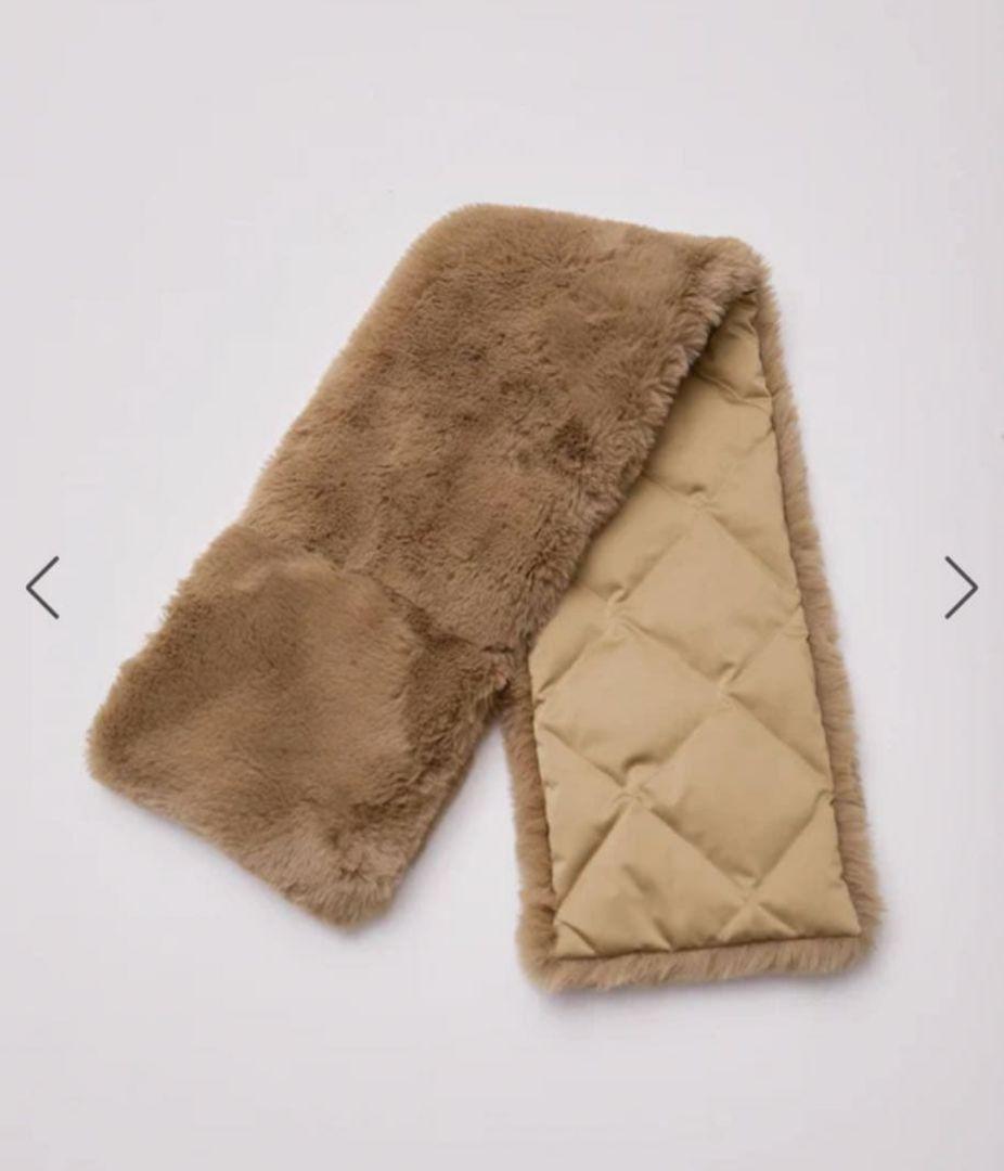 上*ん様 ロペ タイオン リモンタ フェイクファー ダウン マフラー キャメル