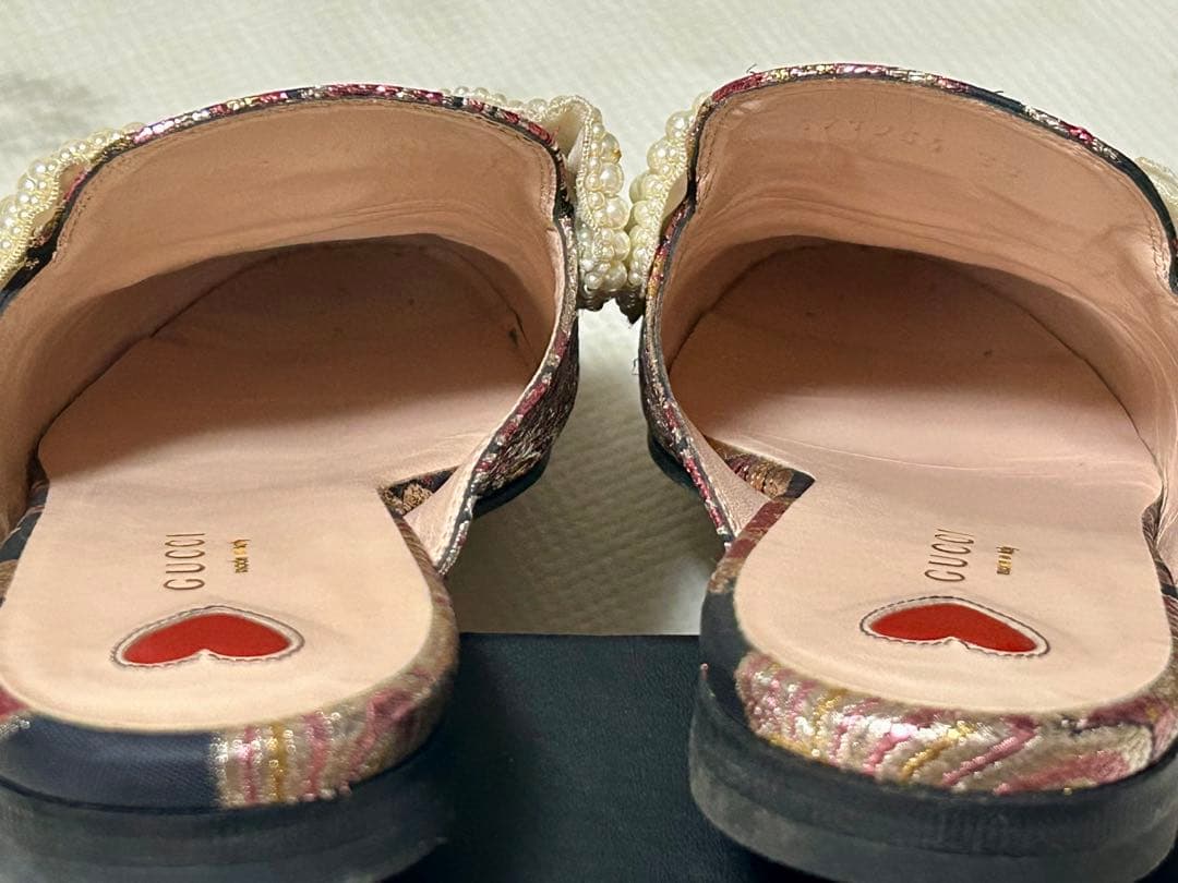 GUCCI プリンスタウン パール リボン ミュール サンダル グッチ 38
