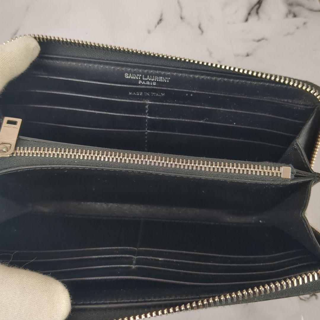 【美品】サンローラン☆YSL　カサンドラ　レザー　ラウンドファスナー　長財布　黒