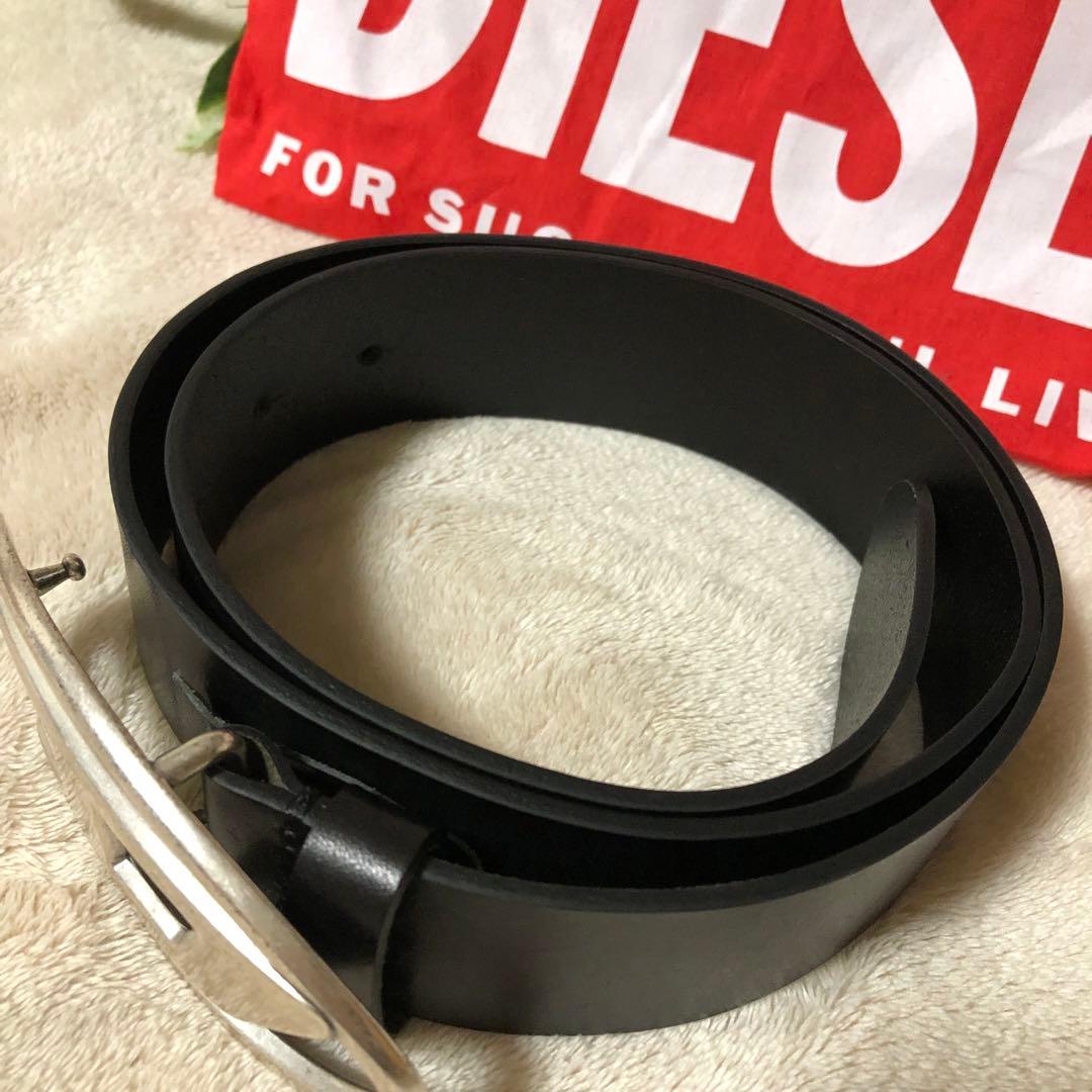美品　DIESEL ディーゼル　ブラックベルト オーバルバックル　レザー　黒
