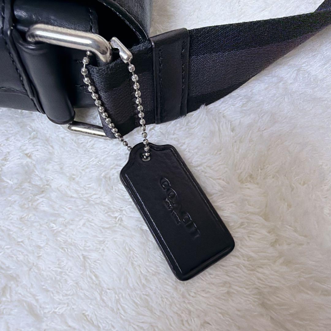 COACH オールレザー メッセンジャーバッグ フラップ メンズ ブラック