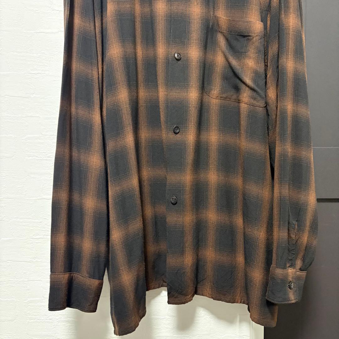comoli レーヨンオープンカラーシャツ　24aw ブラウンチェック　サイズ3