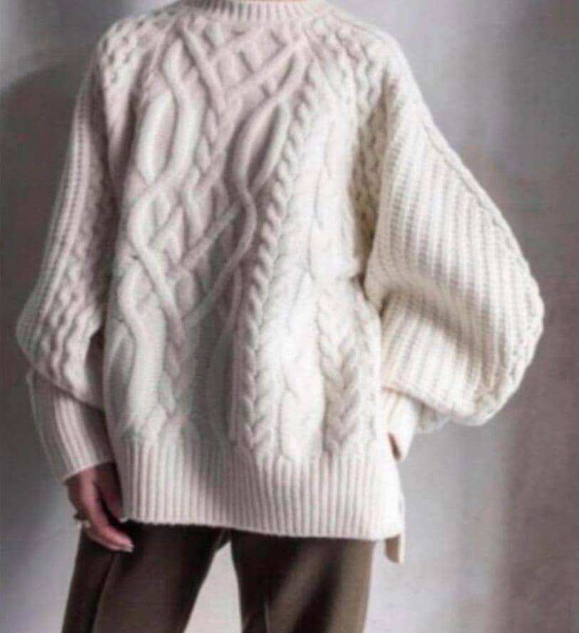 個性派エンフォルド Aran Pattern Volume Sleeve ニット