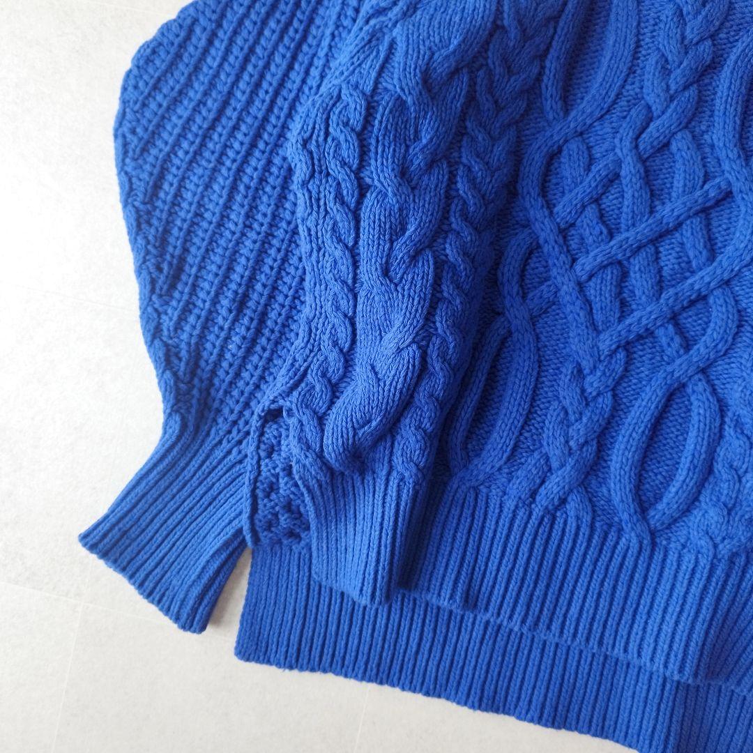 個性派エンフォルド Aran Pattern Volume Sleeve ニット