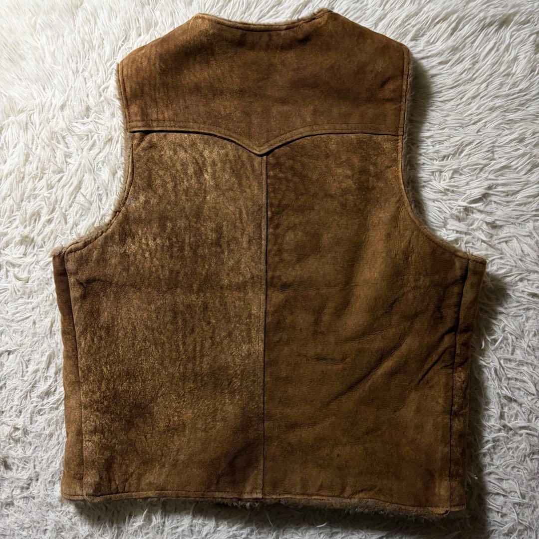 【雰囲気抜群】schott ムートン　羊革　シープスキン　ベスト　ブラウン