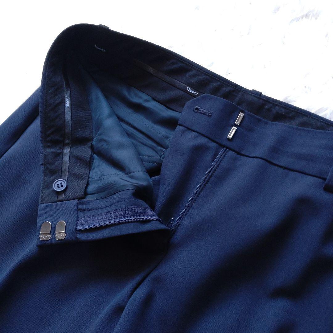 【大きいサイズ】Theory パンツスーツ セットアップ ネイビー ウール