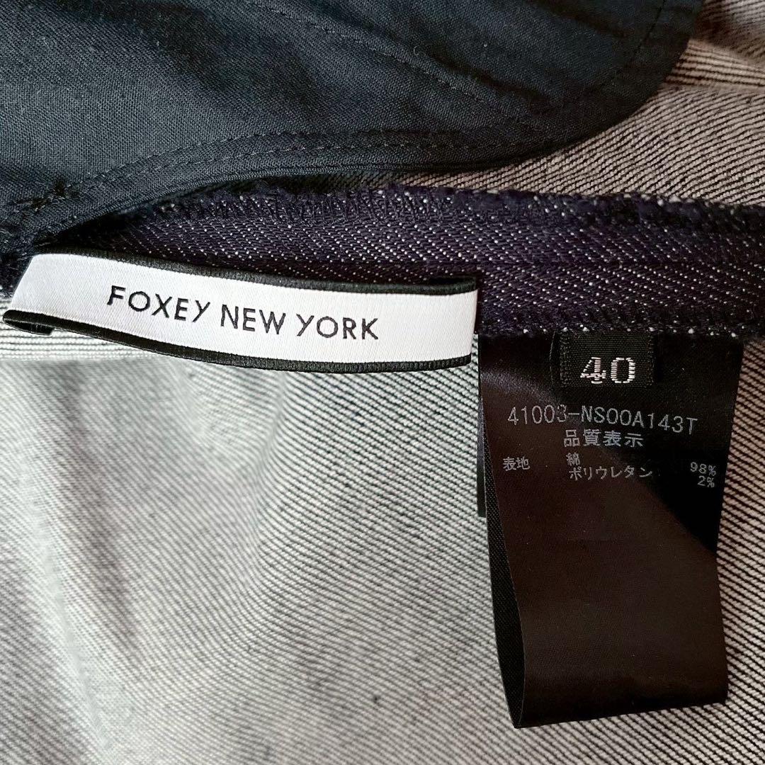 【美品】フォクシー ワンピースドレス ナルシス フレアひざ丈 デニム40