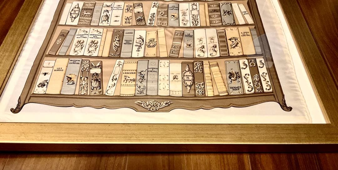 h*l様 未使用品　エルメス　額付きカレ　スカーフ　図書館　Bibliotheq