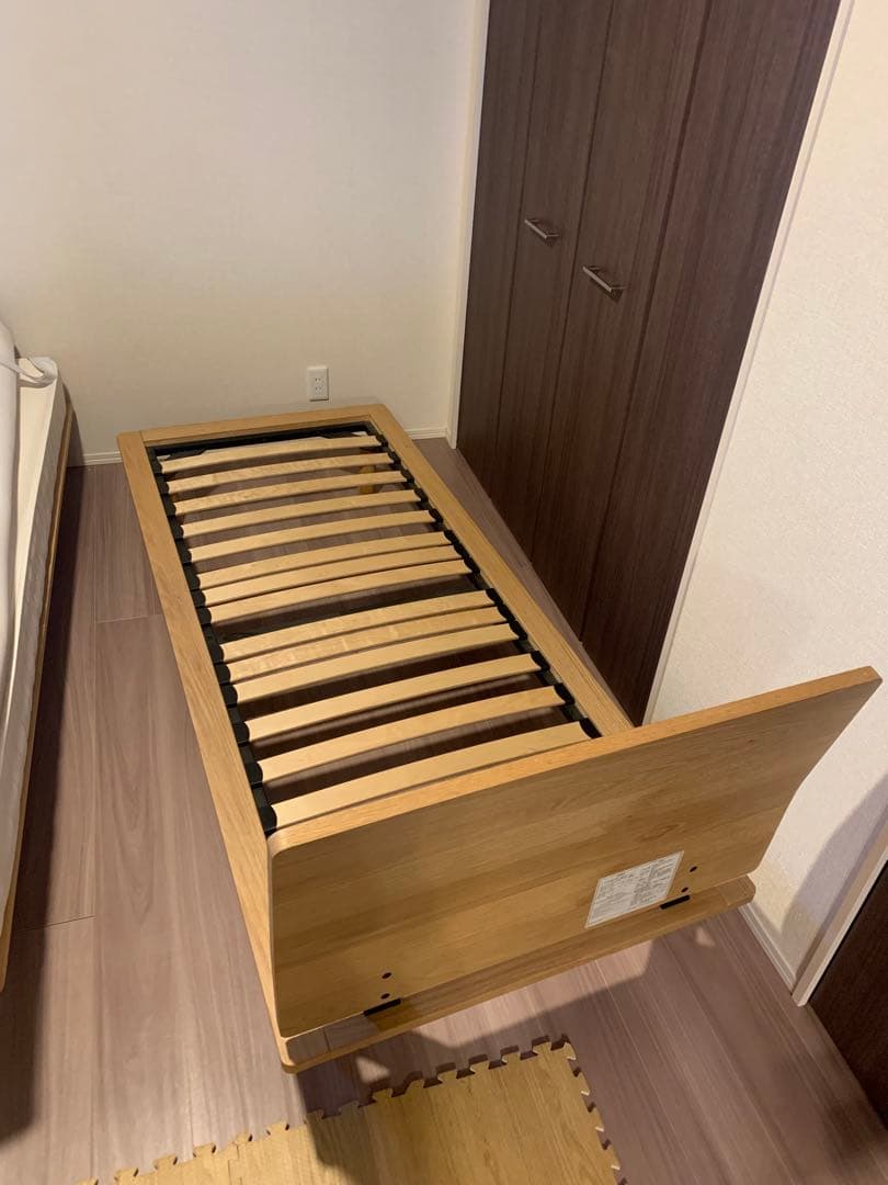 MUJI 無印良品 ヘッドボード付 木製ベッドフレーム　オーク材突板　スモール②