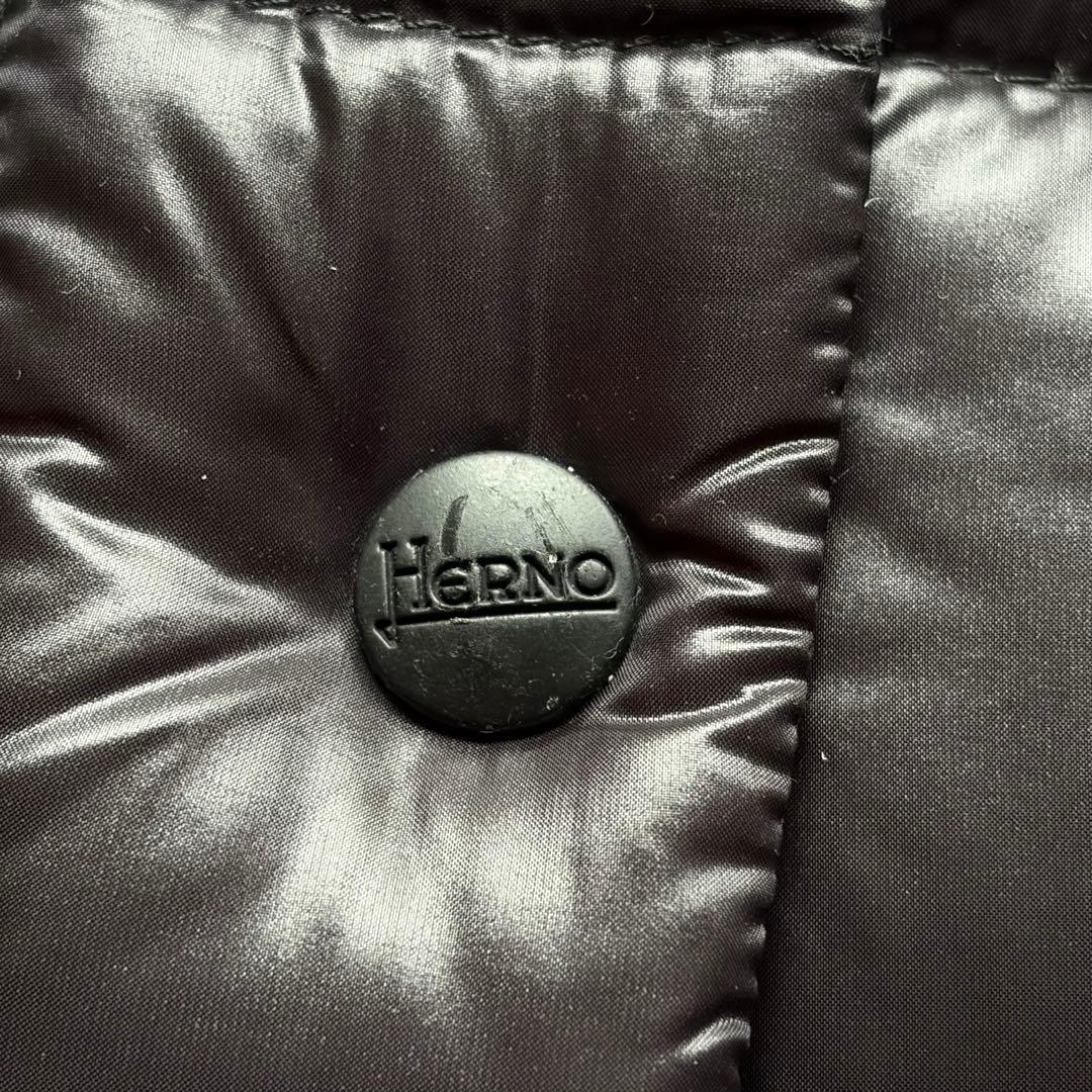 【美品】ヘルノ ライトダウンコート ロング丈 フード付き ダブルジップ 黒 XL