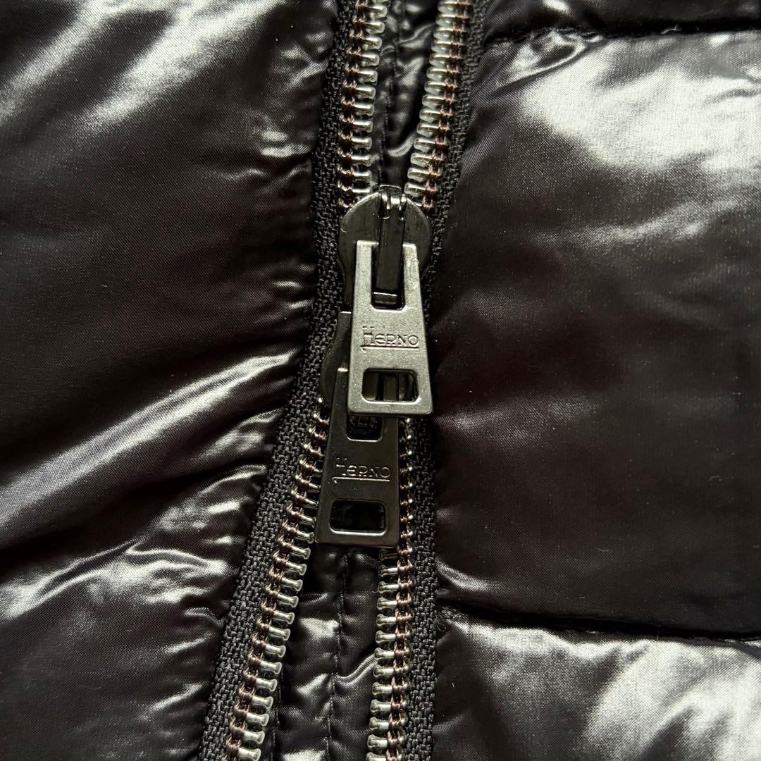 【美品】ヘルノ ライトダウンコート ロング丈 フード付き ダブルジップ 黒 XL