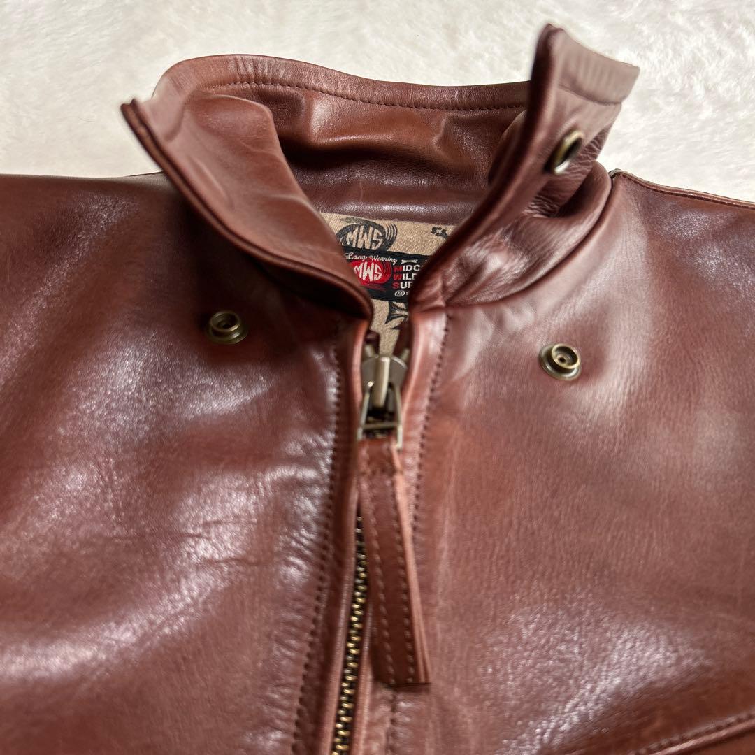 美品 Y'2 LEATHER ワイツーレザー別注品 MWS 馬革ライダース L