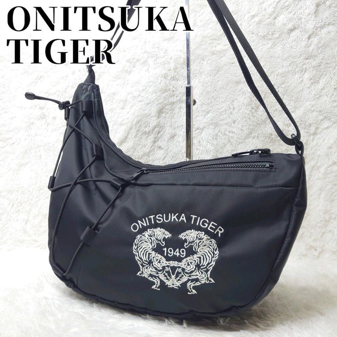 【未使用級】極美品 オニツカタイガー メッセンジャーバッグ 刺繍 ブラック トラ